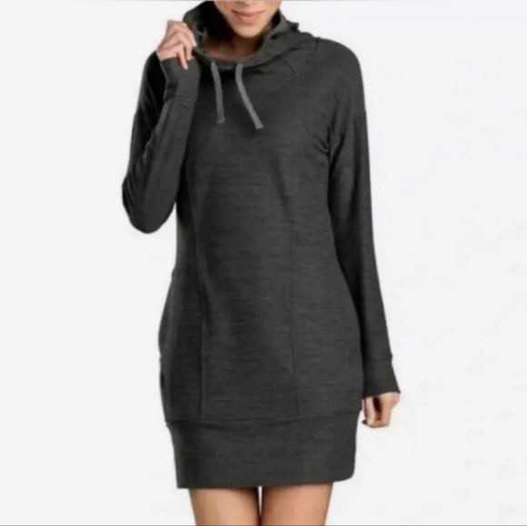 Toad & Co Intermosso Hooded Sweatshirt Dress Pockets Tunic Size Medium Green - Picture 11 of 11